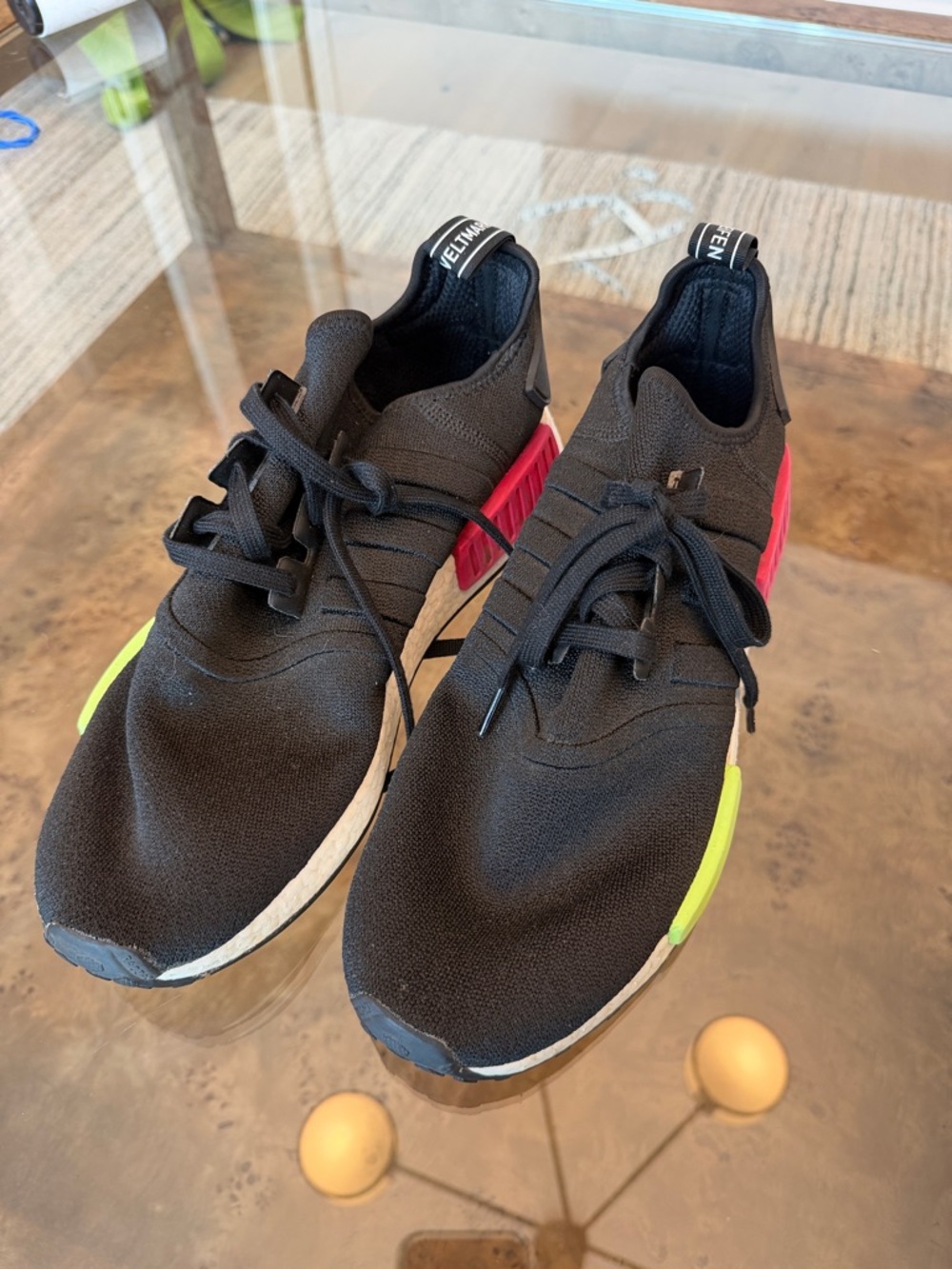 Black Slip-On Men's Sneakers with Neon Accents
